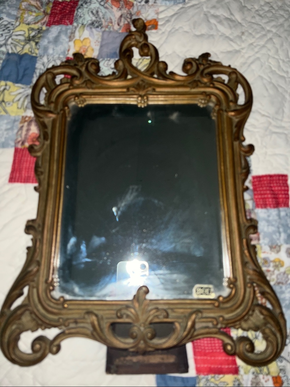 Vintage Syroco Wood Gilded Acanthus Leaf table dresser Mirror, Hollywood Regency